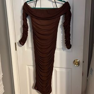 Off the shoulder brown dress